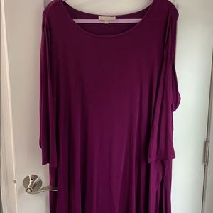 Joan Vass Magenta 2x tunic top 3/4 sleeve